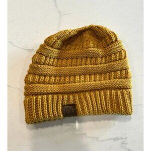 C.C Exclusives Knit High Bun Ponytail Hat in Gold